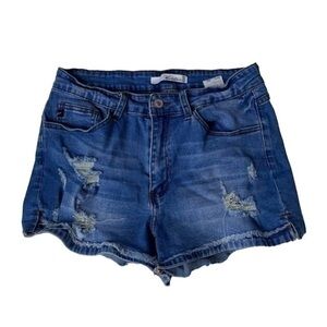 KanCan High Rise Distressed Denim Shorts